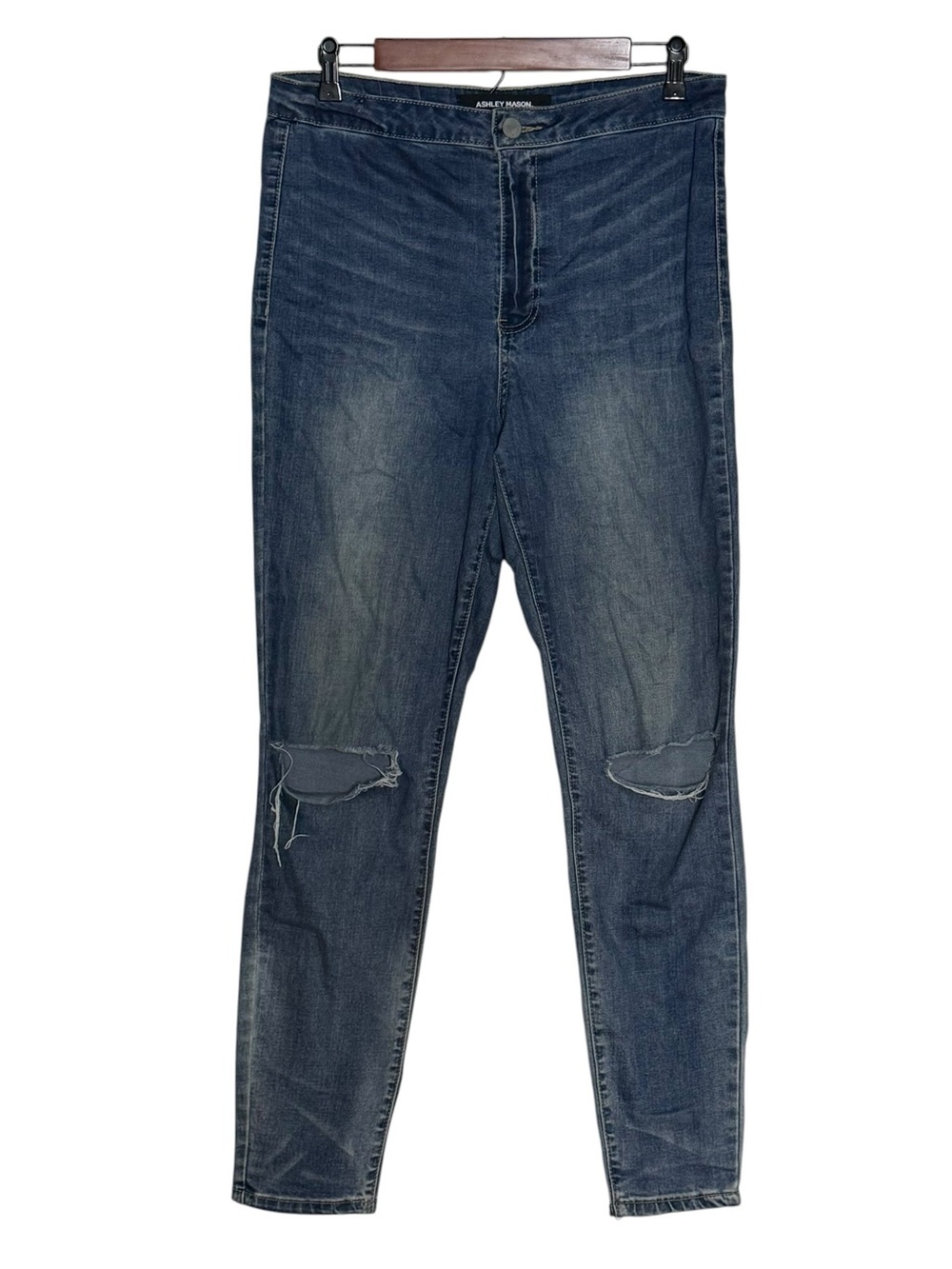 Ashley Mason Slim Fit High Rise Torn Knee Jeans Size 29 Stretch Casual